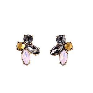 Pink & Black Crystal Cluster Earrings